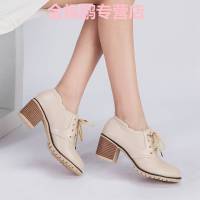 品牌女鞋2017秋冬季高跟鞋韩版系带气质公主粗跟单鞋女深口单靴时尚高跟女鞋