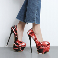 品牌女鞋2017年新款高跟性感气质高跟鞋18CM舞台鞋防水台夜店女鞋鱼嘴高跟鞋