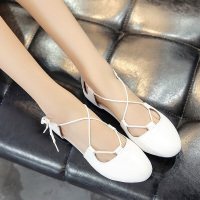 品牌女鞋日系平底圆头绑带凉鞋女淑女软底舒适英伦风新款交叉绑带女鞋浅口甜美女鞋