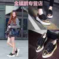 品牌女鞋春季休闲厚底尖头英伦系带单鞋女百搭松糕鞋平底女鞋子乐福鞋厚底白鞋夏季透气网鞋潮黑色