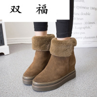 厚底内增高雪地靴女2017冬季中筒保暖棉鞋加绒加厚坡跟短靴子防滑D0018
