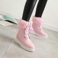 韩版2017秋冬新款系带雪地靴女学生鞋甜美可爱短靴中大童休闲棉靴