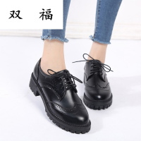 秋冬新款女鞋厚底松糕鞋粗跟单鞋小皮鞋女英伦学院风布洛克女鞋子