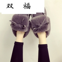 加绒豆豆鞋女韩版冬季女鞋雪地靴平底靴子蝴蝶结毛毛保暖鞋棉鞋