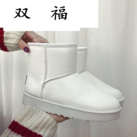 2017新款雪地靴女短筒学生冬季短靴子加厚平底防滑雪地棉女棉鞋亮D0148