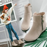 短靴女中跟内增高靴子秋冬大码40-43马丁靴女41学生加绒42雪地靴