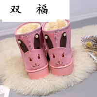 冬季雪地靴女短筒加绒加厚百搭棉鞋韩版防滑防水厚底学生保暖短靴D0148粉红色偏小一码