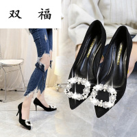 2017秋冬四季新款单鞋女韩版浅口时尚百搭尖头细跟高跟鞋女鞋婚礼