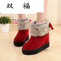冬靴新款马丁保暖毛毛水钻内增高中跟短靴女靴子学生棉鞋YZL-YR-1688