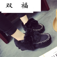 2017秋冬季女鞋小黑鞋韩版棉鞋雪地靴子豆豆鞋加绒棉鞋短筒靴子潮