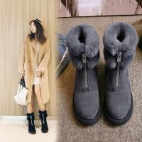 2017秋冬季新款真皮兔毛短靴雪地靴休闲女靴子平跟厚底韩版女鞋子