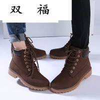 秋冬季男女士防水马丁靴迷彩韩版潮高帮复古硬汉工装靴情侣靴子加绒棉鞋大码