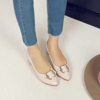 2017秋季时尚真皮内里浅口尖头平跟内增高蝴蝶结女蛋卷鞋休闲单鞋