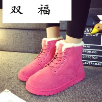 秋冬新款加厚可爱雪地靴女甜美加绒短靴保暖棉靴平跟厚底套筒棉鞋