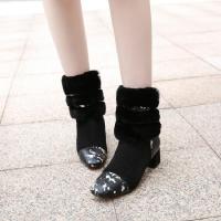 欧美英伦尖头鞋中跟短靴及裸靴真皮兔毛粗跟雪地靴春秋冬季女靴子