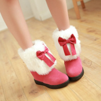 2017秋冬天鞋子女鞋高跟鞋短靴内增高女靴子甜美雪地靴毛毛鞋低靴