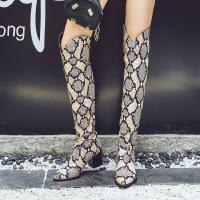 长靴女性感欧美高跟大码47过膝高筒靴女鞋子尖头粗跟蛇纹骑士靴
