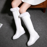 秋冬保暖长靴过膝靴平底仿真皮兔毛雪地靴高筒靴侧拉链女鞋子