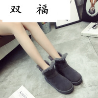 皮毛一体防水雪地靴女磨砂冬季短筒靴子加厚雪地棉加绒面包棉鞋D0141