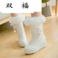 秋冬季保暖棉鞋加厚毛绒大童少女孩平底雪地靴初中学生公主短靴子D0005