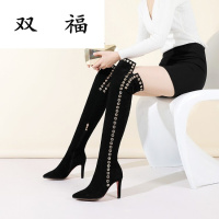 2017真皮瘦腿女靴子秋冬季长靴高跟细跟过膝靴尖头柳丁秋冬牛皮靴