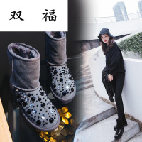 雪地靴女短筒冬季保暖加绒2017新款韩版百搭学生平底过冬短靴女靴