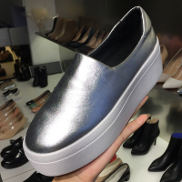 女鞋2017秋新款圆头简约松糕厚底套脚乐福单鞋松糕鞋