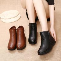 冬季妈妈鞋棉鞋中年短靴软底加绒保暖女鞋中老年人鞋子女奶奶皮鞋