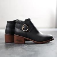 粗跟马丁靴英伦风短靴女2018秋冬季新款中跟女鞋学生皮带扣女靴子