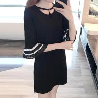 2018春夏新款大码女装加肥加大胖mm胖妹妹中长款宽松显瘦连衣裙