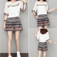 2018新款大码女装胖mm复古短袖阔腿短裤套装胖妹妹宽松显瘦两件套