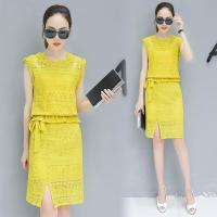 蕾丝连衣裙女夏2018新款女装时尚气质修身夏季套装裙子显瘦两件套