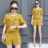 2018新款夏装女装休闲气质夏季两件套时尚洋气套装女短袖短裤韩版