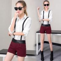 2016女装新款韩版显瘦短裤子两件套春秋季大码时尚气质套装长袖潮