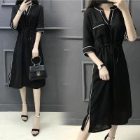 胖mm夏装2018新款大码女装微胖妹妹中长款遮肚子显瘦连衣裙子潮