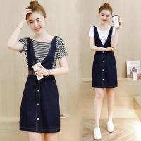 2018夏季新款韩版牛仔背带裙女装时尚名媛两件套短袖显瘦连衣裙潮