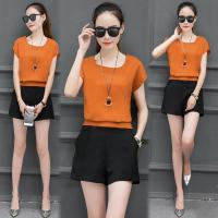 夏季套装女两件套2018夏装新款时髦气质雪纺短袖上衣短裤时尚套装
