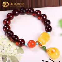梦玉盈 血珀手串天然琥珀手链男士女款送证书 血珀多宝手串