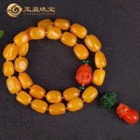 梦玉盈 蜜蜡手串天然琥珀多宝手链南红貔貅男士女款送证书 蜜蜡多宝手串