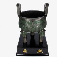 梦玉盈 青铜鼎摆件大号青铜器三足鼎香炉鼎 铜鼎 仿古工艺品 自用送人民族风