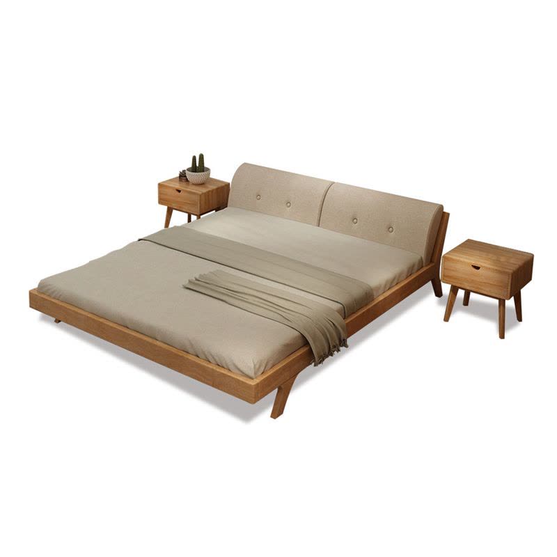 赢派 实木床 双人1.8米橡木床北欧主卧婚床 现代简约1.5米小户型日式床图片