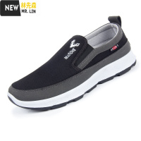林先森中老年鞋子男爸爸鞋老北京布鞋男单鞋防滑软底透气轻便运动休闲鞋帆布鞋