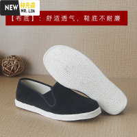 林先森男士千层底老北京黑色条绒灯芯绒中老年父亲单鞋男休闲工作布鞋春帆布鞋