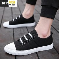 林先森男鞋春季透气休闲懒人无鞋带帆布板鞋男士老北京上班工作布鞋男生帆布鞋