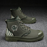 林先丁靴男2020年新款冬季英伦风中帮靴子透气高帮鞋男士帆布工装靴帆布鞋