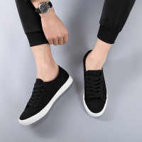 林先森帆布鞋男百搭小黑鞋潮学生韩版百搭运动板鞋 男士小白鞋透气帆布鞋