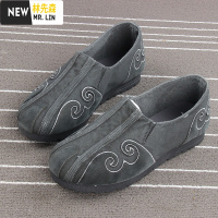 林先森老北京布鞋男舒适平底绣花祥云中国风洒鞋透气休闲男士牛仔帆布鞋帆布鞋