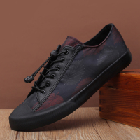 林先森春夏季新款透气帆布鞋韩版潮流休闲网布男鞋板鞋低帮印花系带布鞋帆布鞋