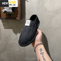 林先森2020新款夏季透气帆布鞋男潮流百搭休闲软底一脚蹬懒人布鞋开车鞋帆布鞋