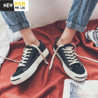 林先森帆布鞋开口笑低帮男士休闲鞋夏季透气软底情侣鞋子潮流百搭男板鞋帆布鞋